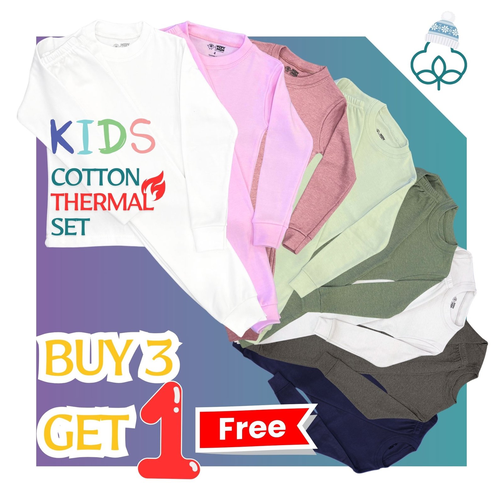 Kids Cotton thermal Set, Buy 3 get 1 FREE