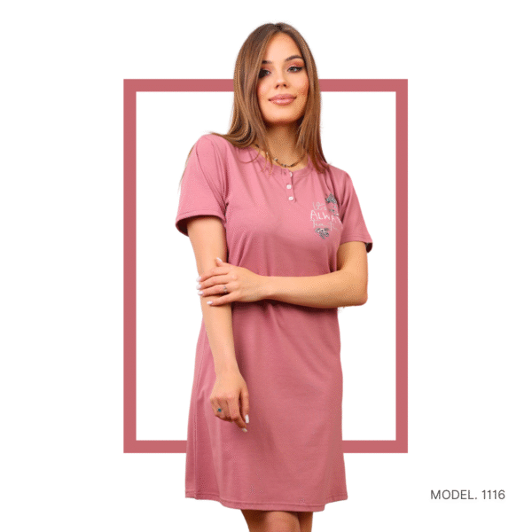 Women’s home wear R 1116 half long cotton night shirt
