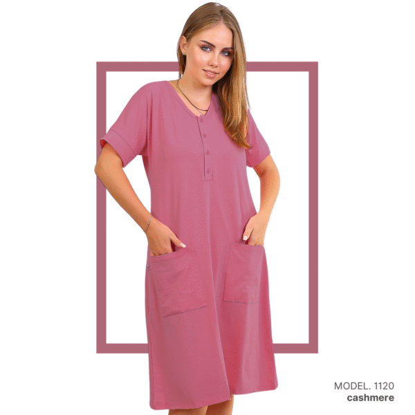 Women’s home wear R 1120 half long cotton night shirt cashmere