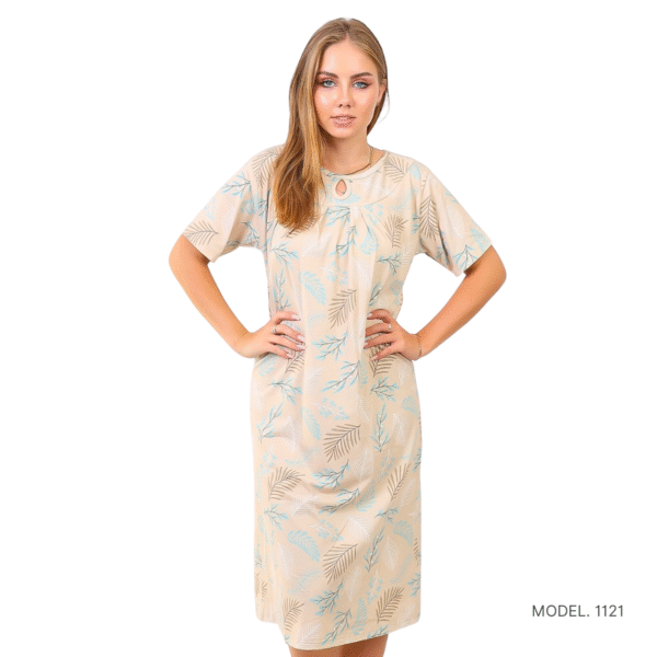 Women’s home wear R 1121 half long cotton night shirt