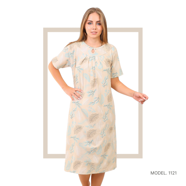 Women’s home wear R 1121 half long cotton night shirt