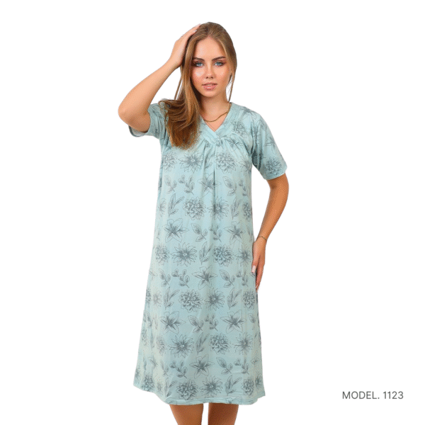 Women’s home wear R 1123 half long cotton night shirt