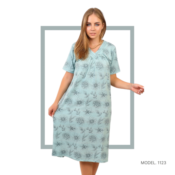 Women’s home wear R 1123 half long cotton night shirt