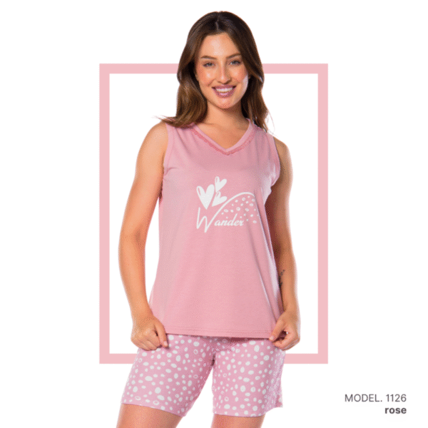 Women’s home wear Set PS 1126 soft short and a short-sleeve shirt-ROSE