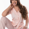 Women’s home wear Set PL 1127 soft pants and a short-sleeve shirt-PEACH PINK