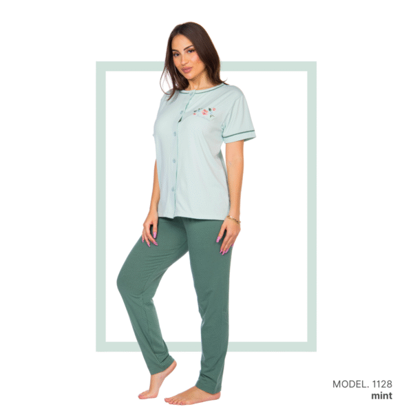 Women’s home wear Set PL 1128 soft pants and a short-sleeve shirt mint
