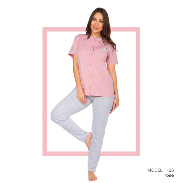 Women’s home wear Set PL 1128 soft pants and a short-sleeve shirt rose