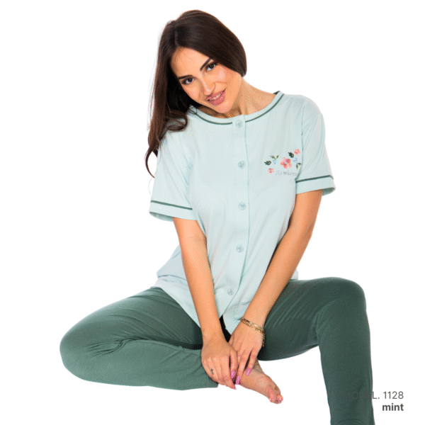 Women’s home wear Set PL 1128 soft pants and a short-sleeve shirt mint