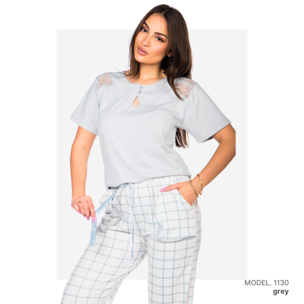 Women’s home wear Set PL 1130 soft pants and a short-sleeve shirt GREY