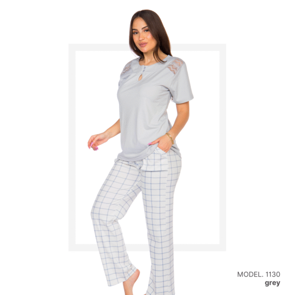 Women’s home wear Set PL 1130 soft pants and a short-sleeve shirt GREY
