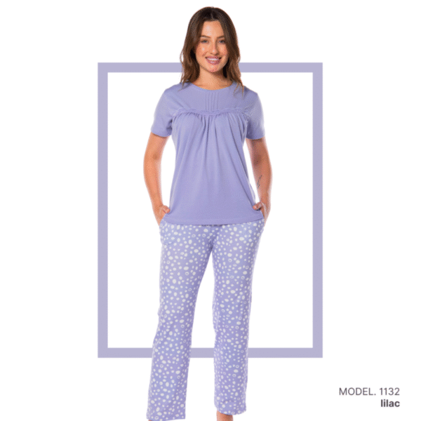 Women’s home wear Set PL 1132 soft pants and a short-sleeve shirt-LILAC