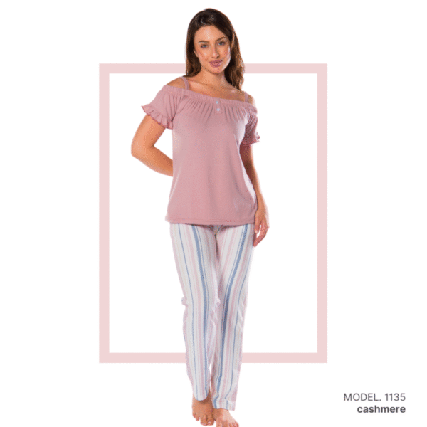 Women’s home wear Set PL 1135 soft pants and a short-sleeve shirt-CASHMERE