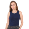 Round neck sleeveless cut top