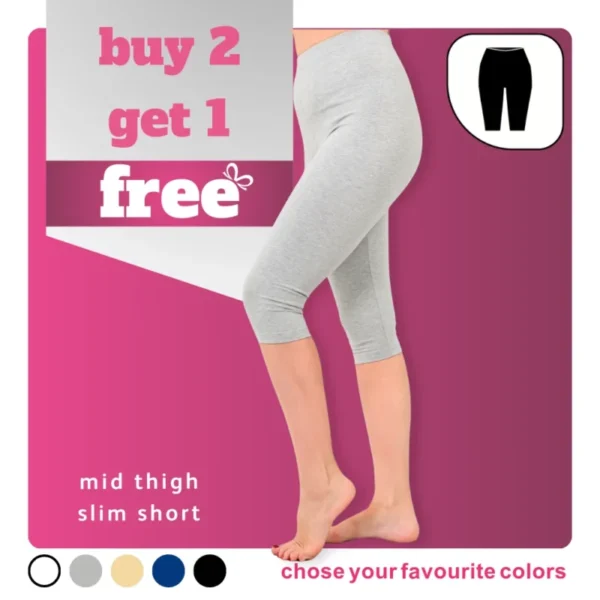 Buy 2 Get 1 Free Mid Thigh Slim Shorts