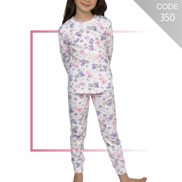 Kids printed cotton thermal underwear set – G350