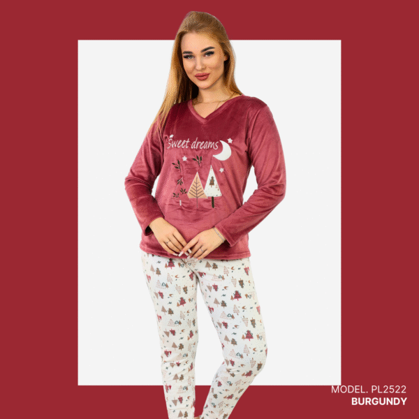 Women’s home wear Set PL 2522 - BURGUNDY