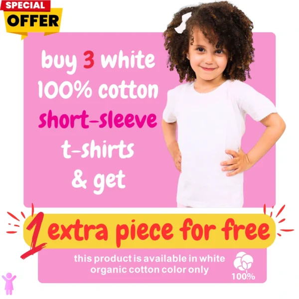 Girls Short Sleeve White Shirt Buy 3 Get 1 Free