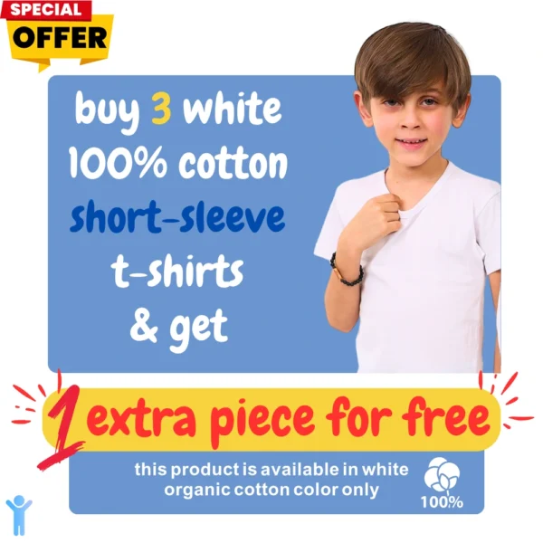 Boys White Short Sleeve Shirt Buy 3 Get 1 Free