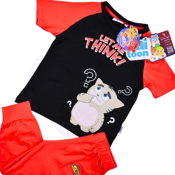 Adventure Palace Boys 2 pcs set - Spacetoon - cotton- Pajama set- (black t-shirt - red pants)