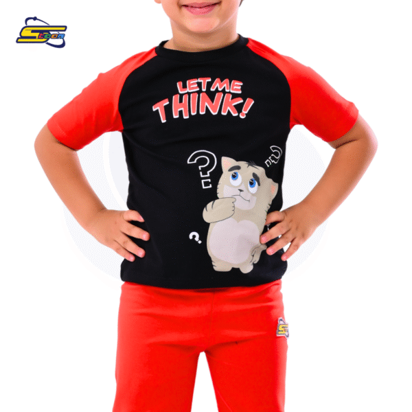 Adventure Palace Boys 2 pcs set - Spacetoon - cotton- Pajama set- (black t-shirt - red pants)