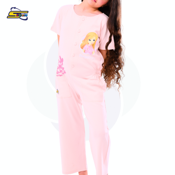 Hayati Girl -Spacetoon cotton jumpsuit-light pink