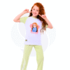 Hayati Girl 2 pcs set - Spacetoon Cotton Raglan pajama - white raglan t-shirt-light green pants