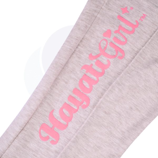 Hayati Girl 2 pcs set - Spacetoon cotton outwear set - white t-shirt with grey wide legs pants