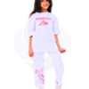 Hayati Girl 2 pcs set - Spacetoon cotton outwear set-white t-shirt and pants printed