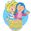 Mooda Moody Girls 2 pcs set - Spacetoon cotton outwear set - pink t-shirt with Mooda printed chracter - pink wide legs pants