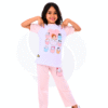 Moshaya Family Girls 2 pcs set- Spacetoon -Cotton- Raglan pajama- white t-shirt-light pink pants