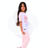 Moshaya Family Girls 2 pcs set- Spacetoon -Cotton- Raglan pajama- white t-shirt-light pink pants