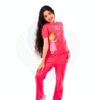 Mooda Moody Girls 2 pcs set - Spacetoon cotton outwear set - pink t-shirt with Mooda printed chracter - pink wide legs pants