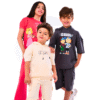 Mooda Moody Girls 2 pcs set - Spacetoon cotton outwear set - pink t-shirt with Mooda printed chracter - pink wide legs pants