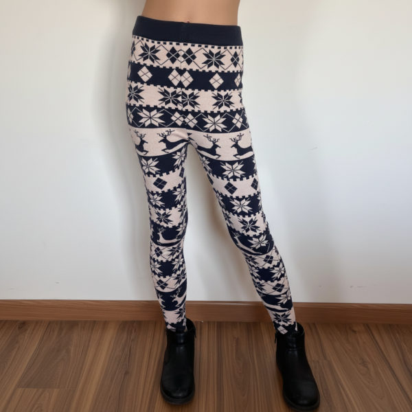 Girls winter wool leggings - knit wear patterned - Brown