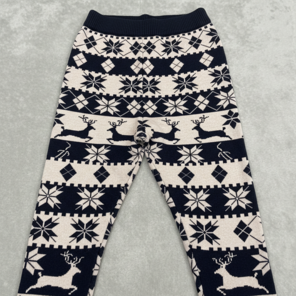 Girls winter wool leggings - knit wear patterned - Brown