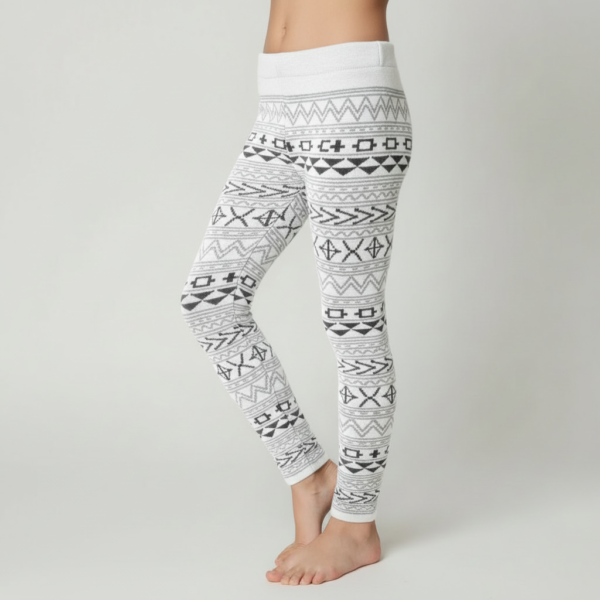 Girls winter wool leggings - knit wear patterned - Brown