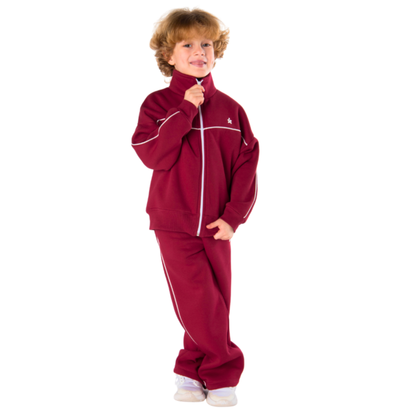Kids Unisex tracksuit Set (2 pcs) – a zip-up jacket and matching pants - Burgundy