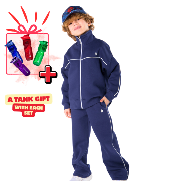 Kids Unisex tracksuit Set (2 pcs) – a zip-up jacket and matching pants - Dark Blue
