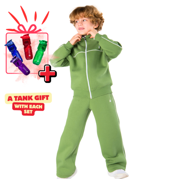 Kids Unisex tracksuit Set (2 pcs) – a zip-up jacket and matching pants - Green