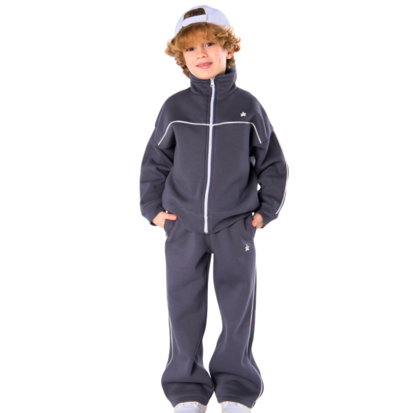 Kids Unisex tracksuit Set (2 pcs) – a zip-up jacket and matching pants - Steel Grey