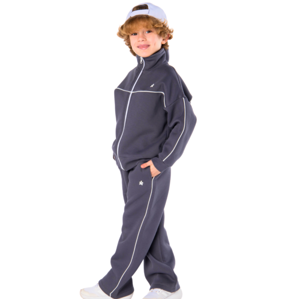 Kids Unisex tracksuit Set (2 pcs) – a zip-up jacket and matching pants - Steel Grey