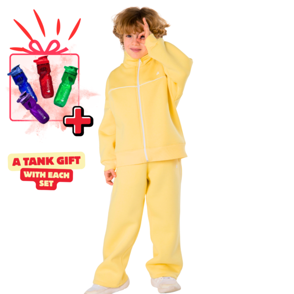 Kids Unisex tracksuit Set (2 pcs) – a zip-up jacket and matching pants - Yellow