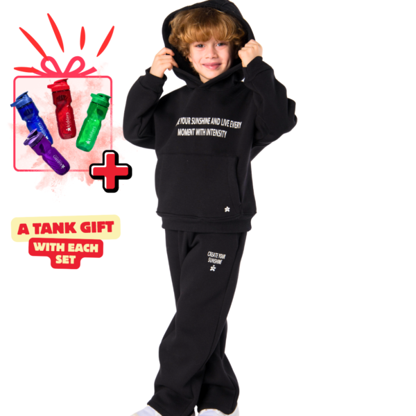 Kids Unisex tracksuit Set (2 pcs) – hooded sweatshirt and matching pants - Black