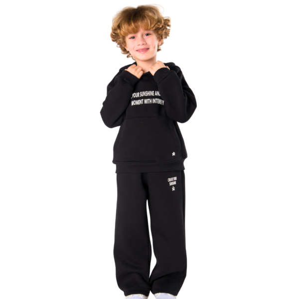 Kids Unisex tracksuit Set (2 pcs) – hooded sweatshirt and matching pants - Black
