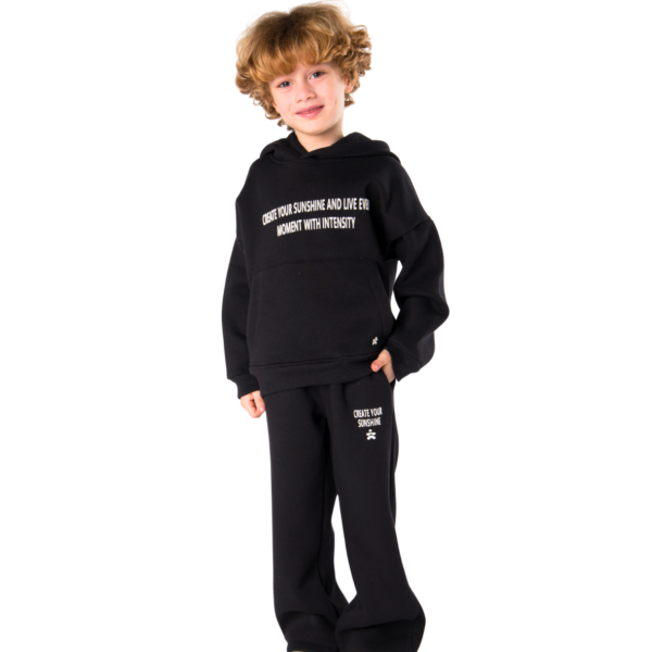 Kids Unisex tracksuit Set (2 pcs) – hooded sweatshirt and matching pants - Black