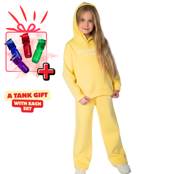 Kids Unisex tracksuit Set (2 pcs) – hooded sweatshirt and matching pants - Yellow