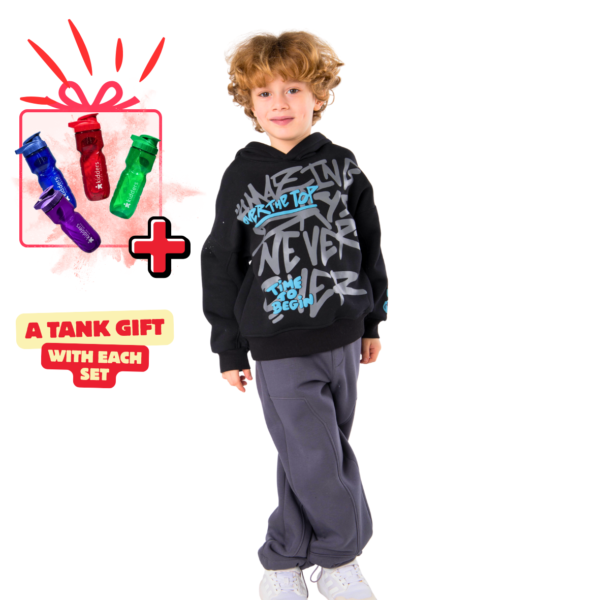 Kids Unisex tracksuit Set (2 pcs) – hooded sweatshirt and matching pants - Black
