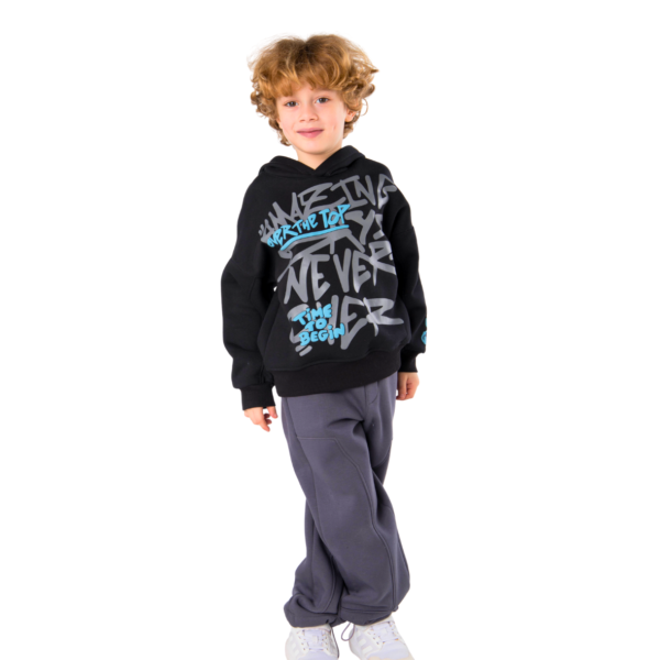 Kids Unisex tracksuit Set (2 pcs) – hooded sweatshirt and matching pants - Black