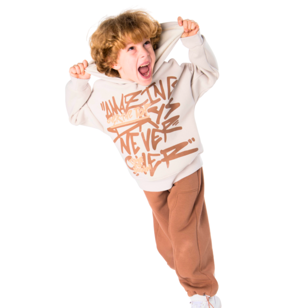 Kids Unisex tracksuit Set (2 pcs) – hooded sweatshirt and matching pants - Brown
