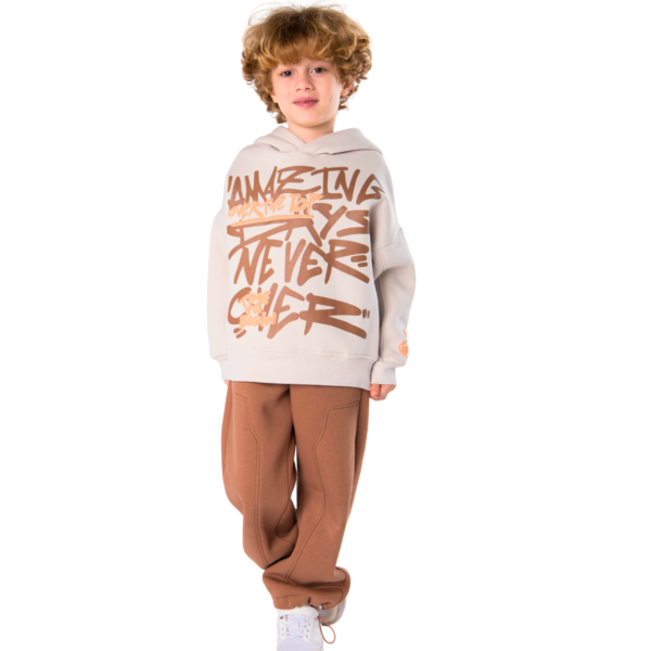 Kids Unisex tracksuit Set (2 pcs) – hooded sweatshirt and matching pants - Brown